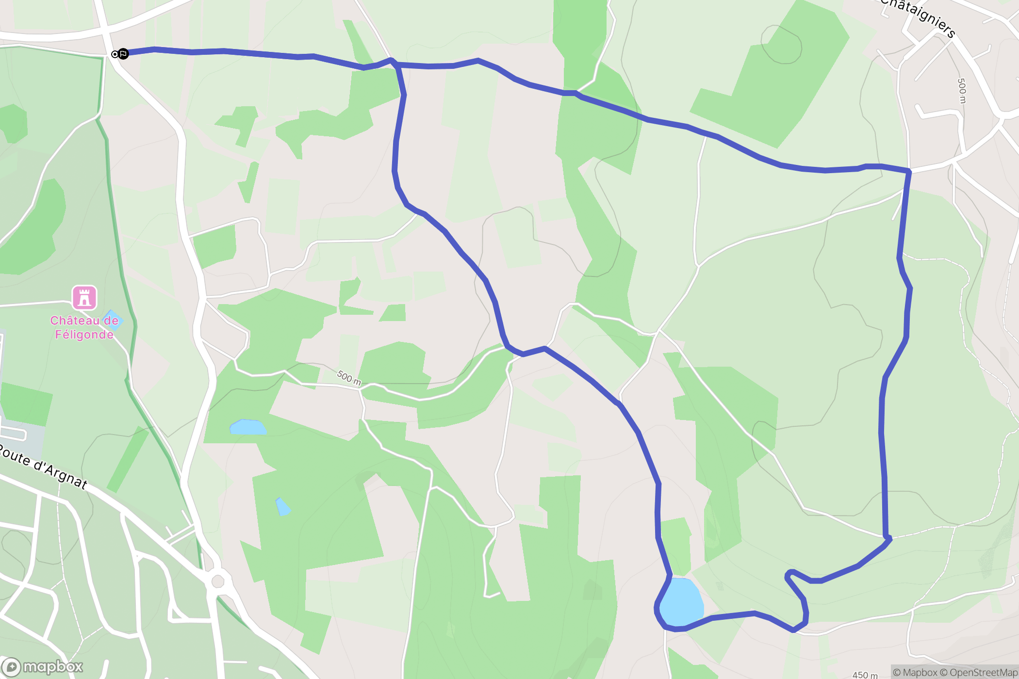Blanzat : carte du parcours de randonnée - France