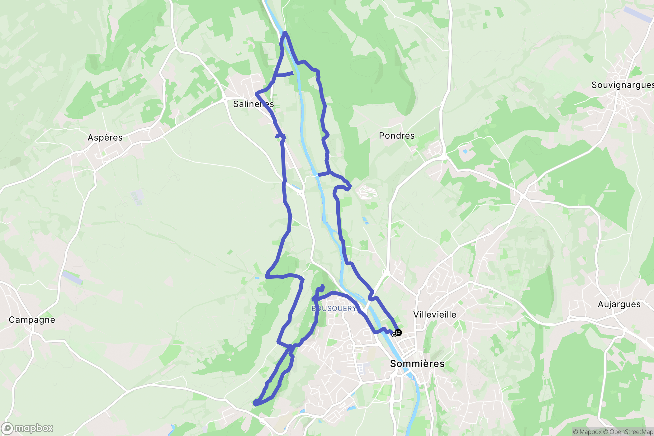 Sommières : carte du parcours de randonnée - France