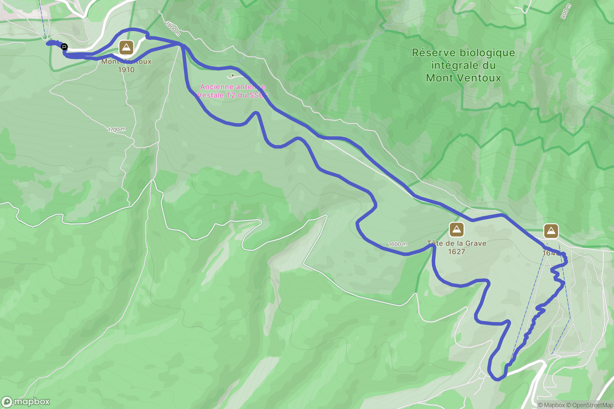 Beaumont-du-Ventoux : carte du parcours de randonnée - France