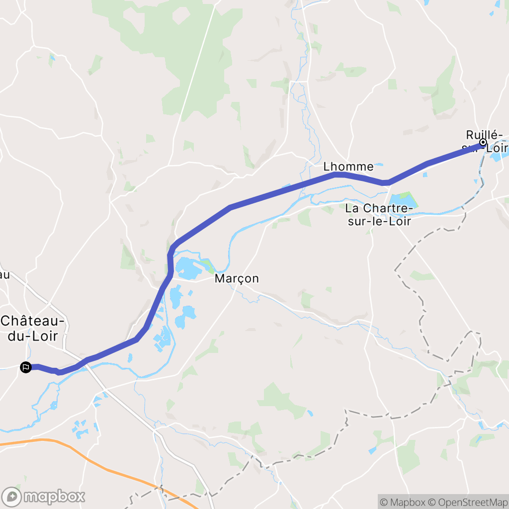 Loir en Vallée : carte du parcours de randonnée - France
