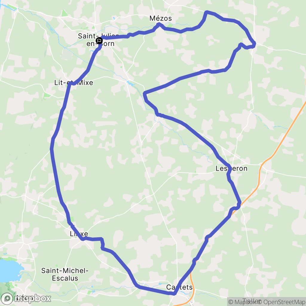 Saint-Julien-en-Born : carte du parcours de randonnée - France