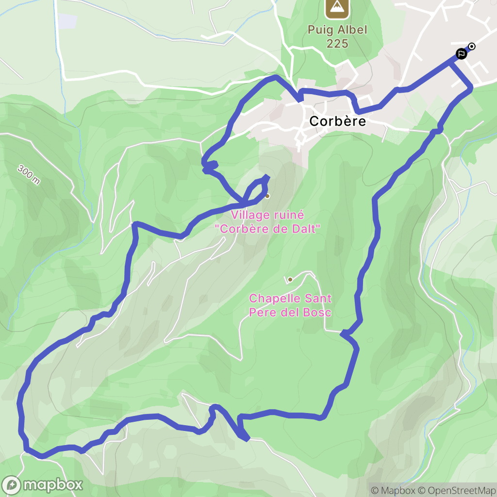 Corbère-les-Cabanes : carte du parcours de randonnée - France