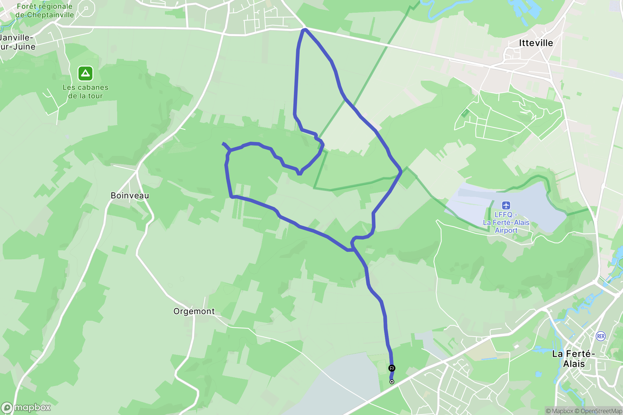 Cerny : carte du parcours de randonnée - France