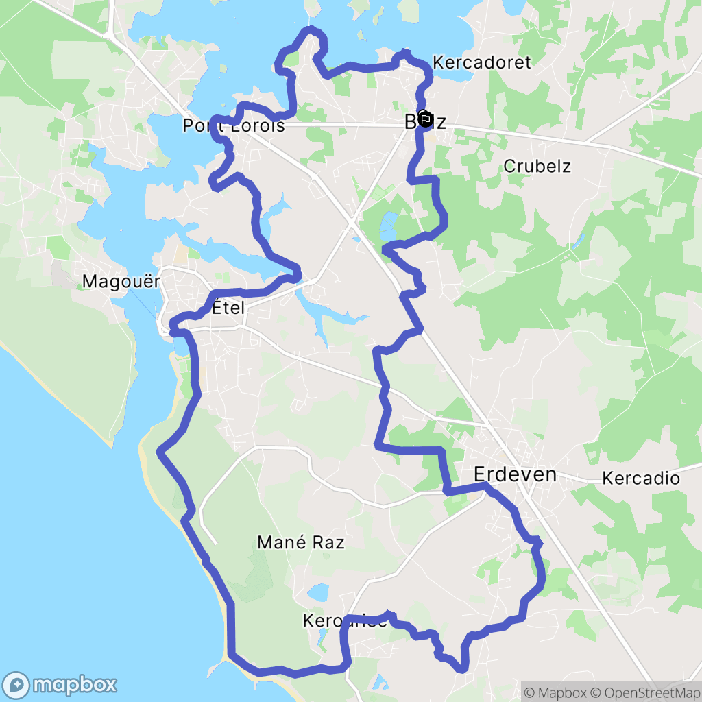 Belz : carte du parcours de randonnée - France