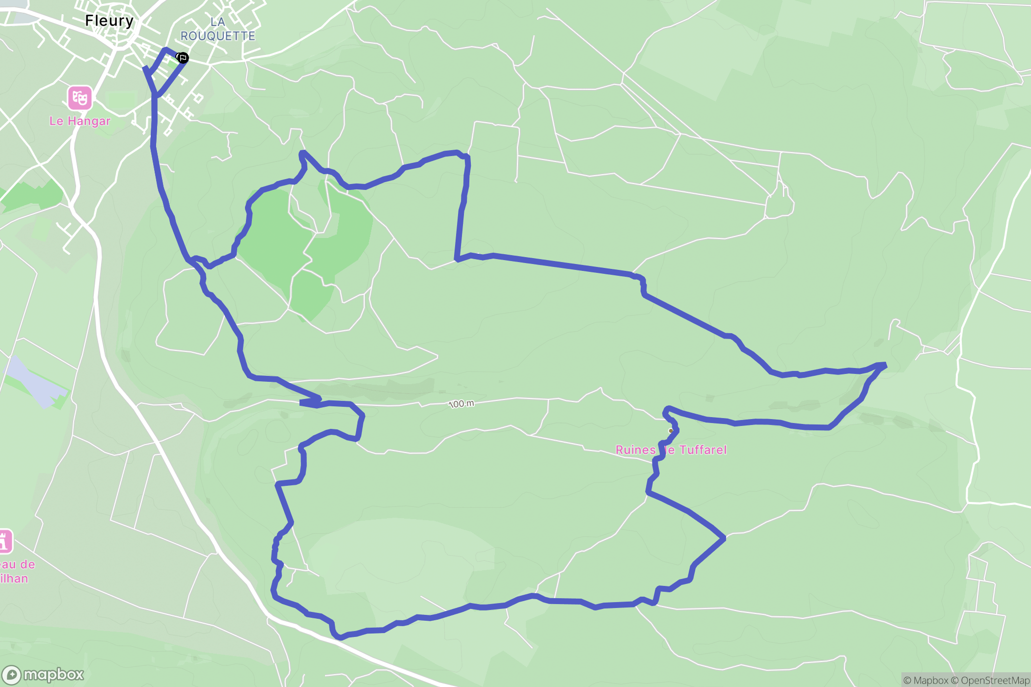 Fleury : carte du parcours de randonnée - France