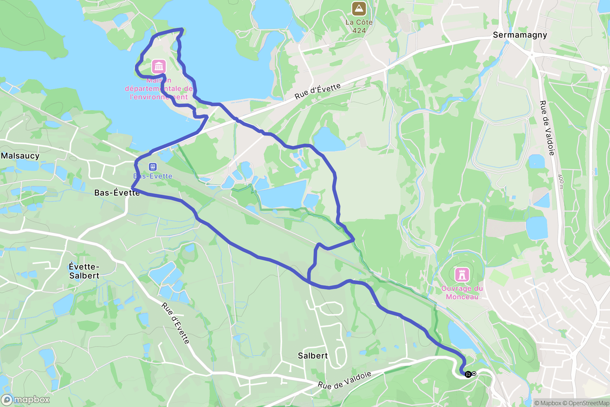 Évette-Salbert : carte du parcours de randonnée - France
