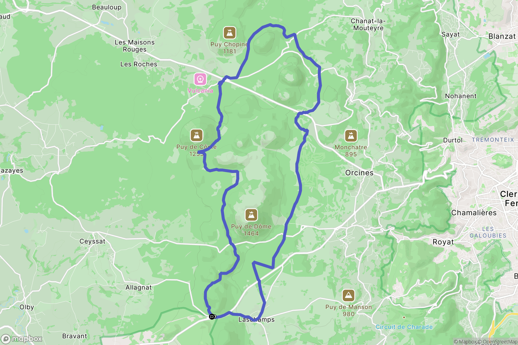 Saint-Gènes-Champanelle : carte du parcours de randonnée - France