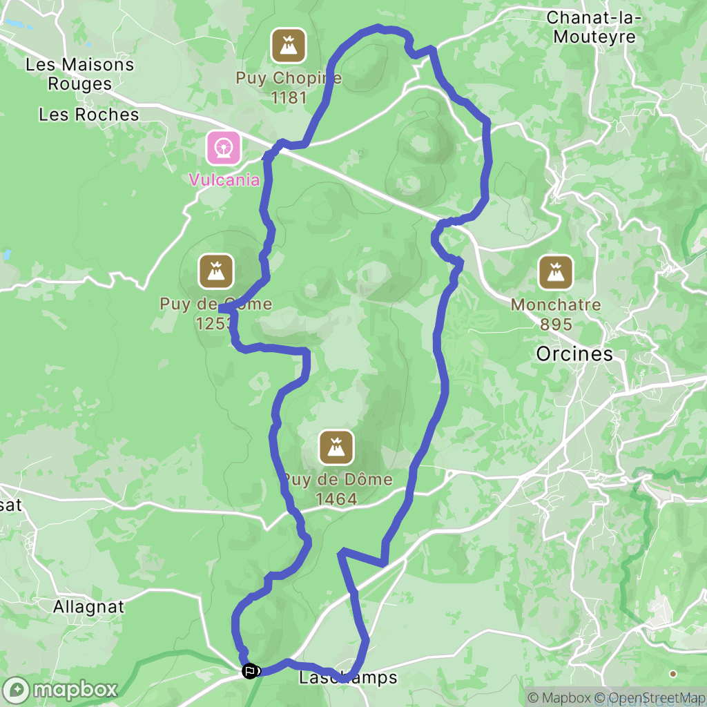 Saint-Gènes-Champanelle : carte du parcours de randonnée - France