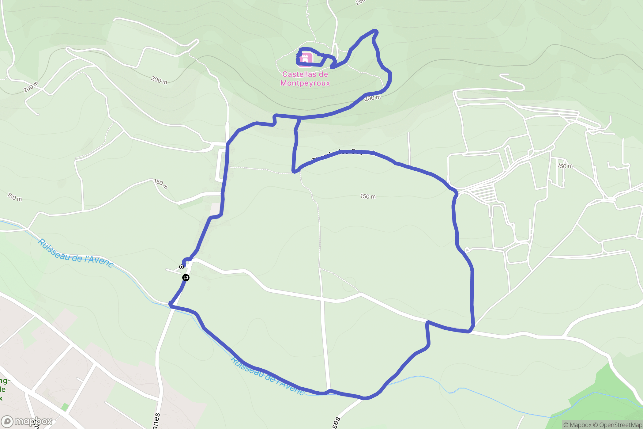 Montpeyroux : carte du parcours de randonnée - France