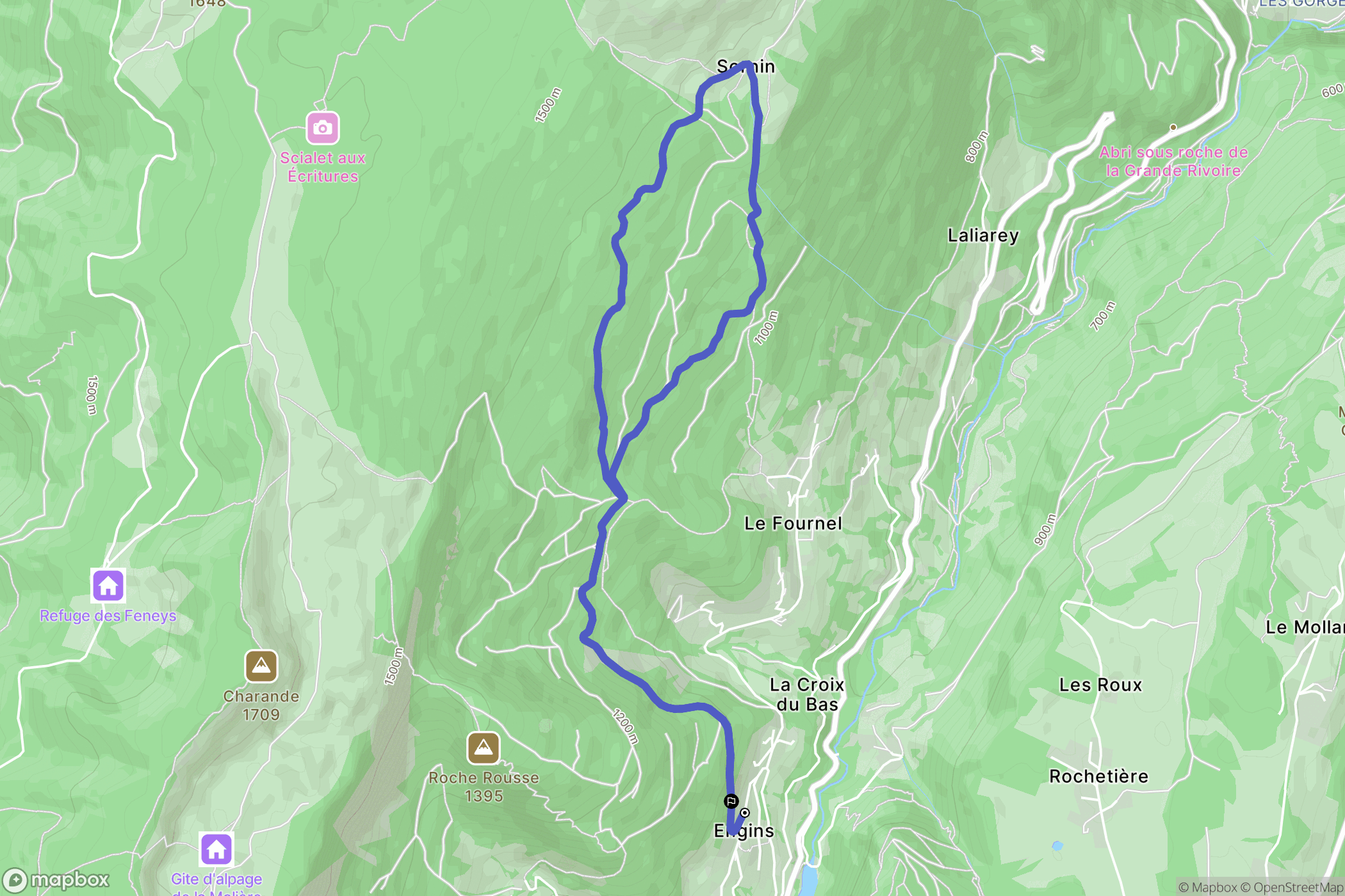 Engins : carte du parcours de randonnée - France