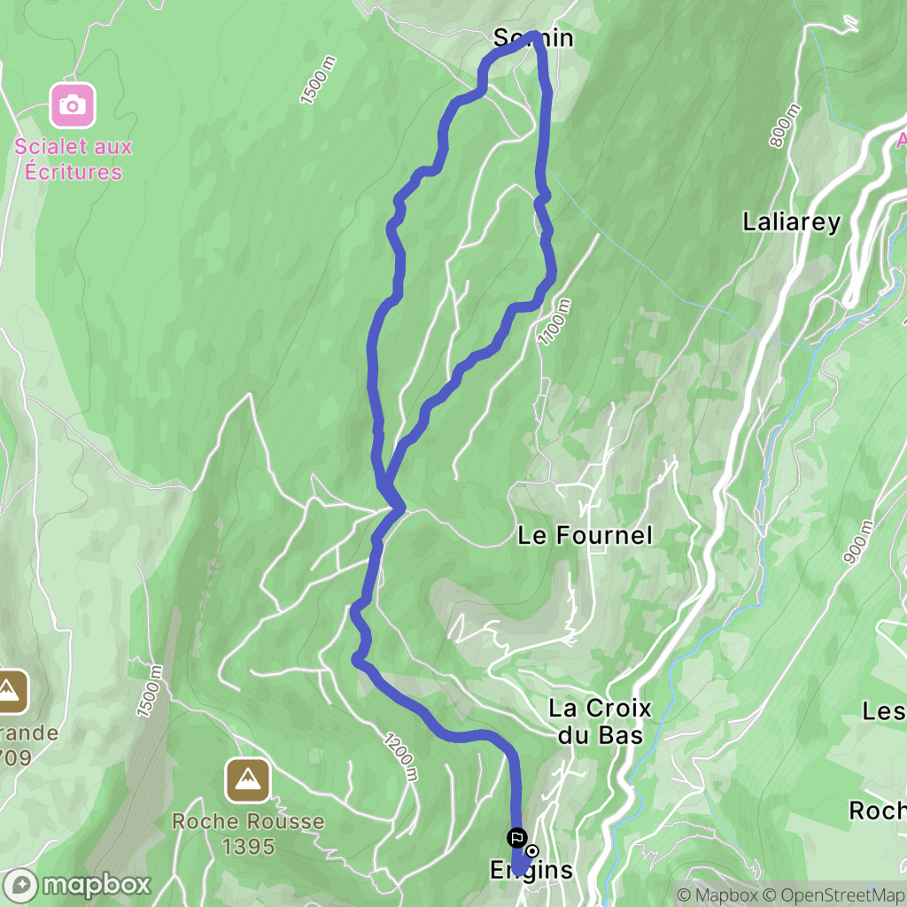 Engins : carte du parcours de randonnée - France