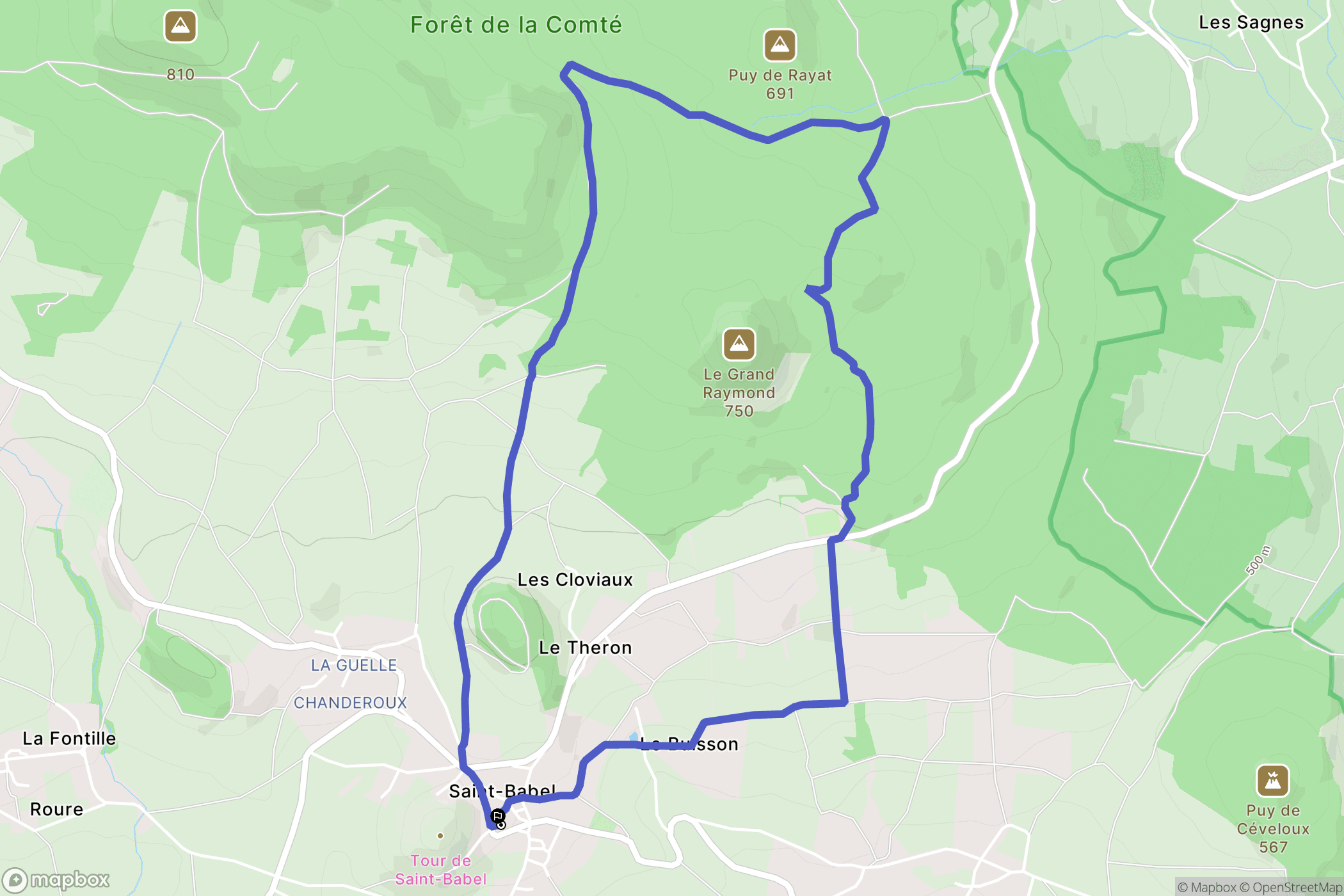 Saint-Babel : carte du parcours de randonnée - France