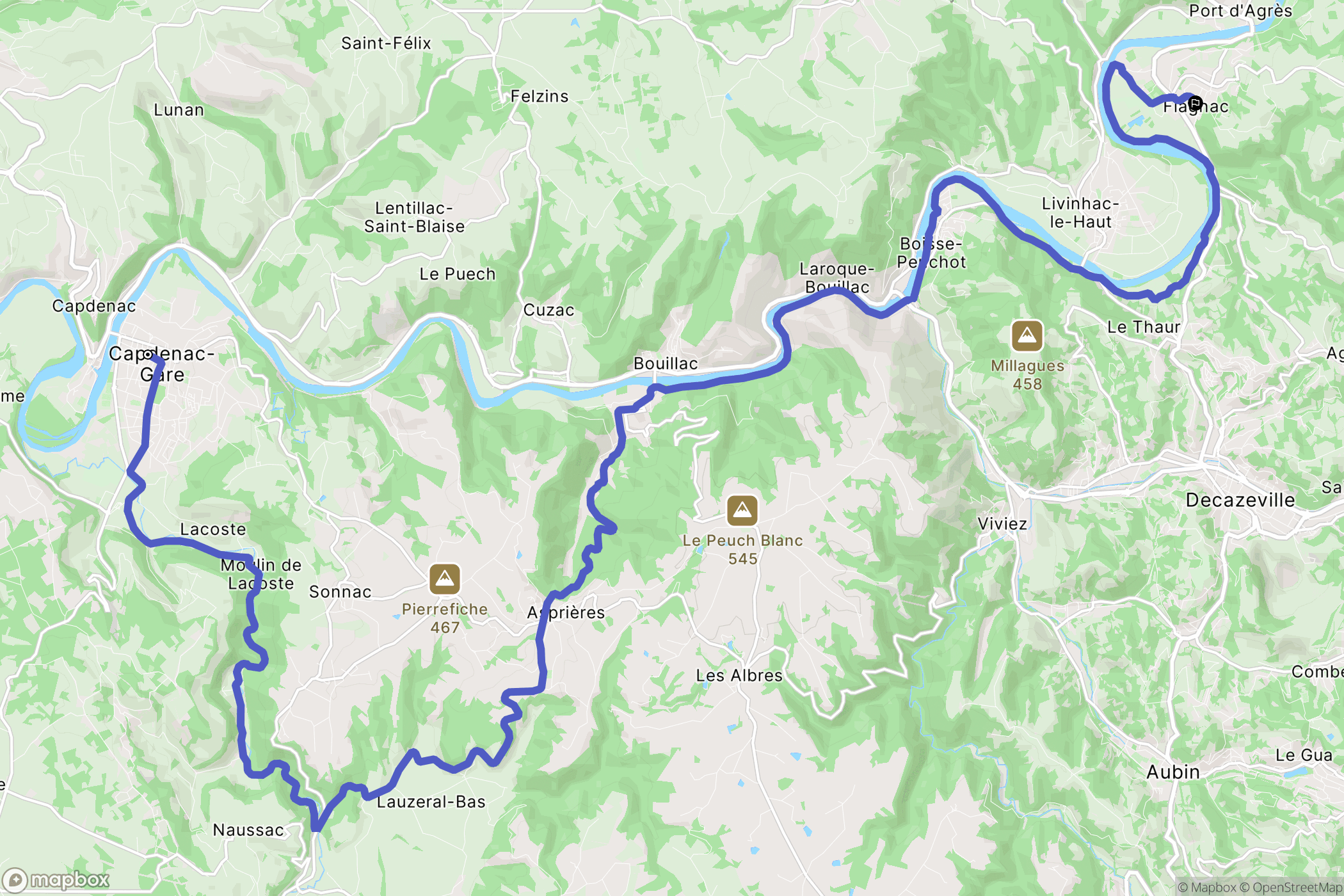 Capdenac-Gare : carte du parcours de randonnée - France