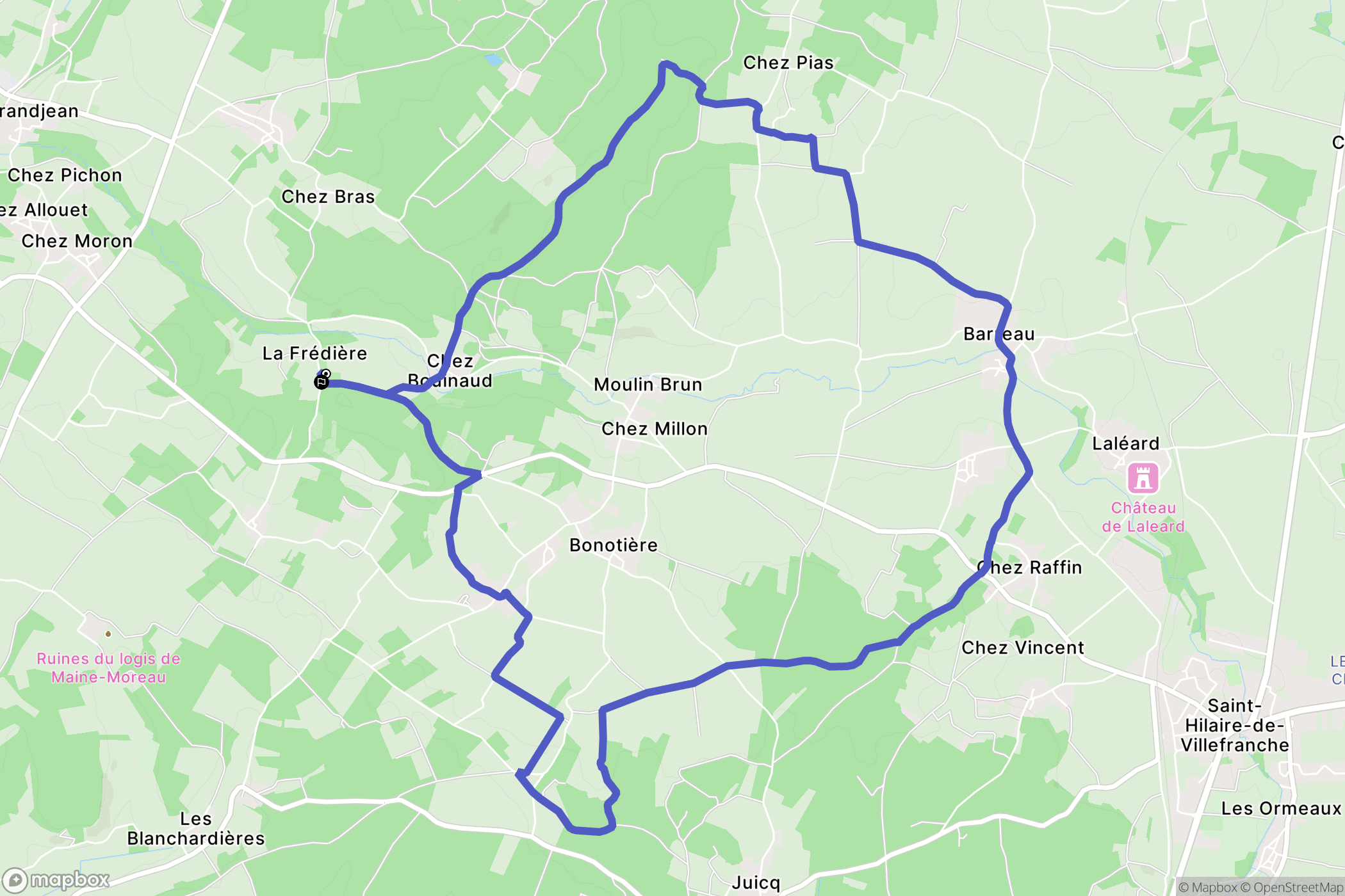 Saint-Hilaire-de-Villefranche : carte du parcours de randonnée - France