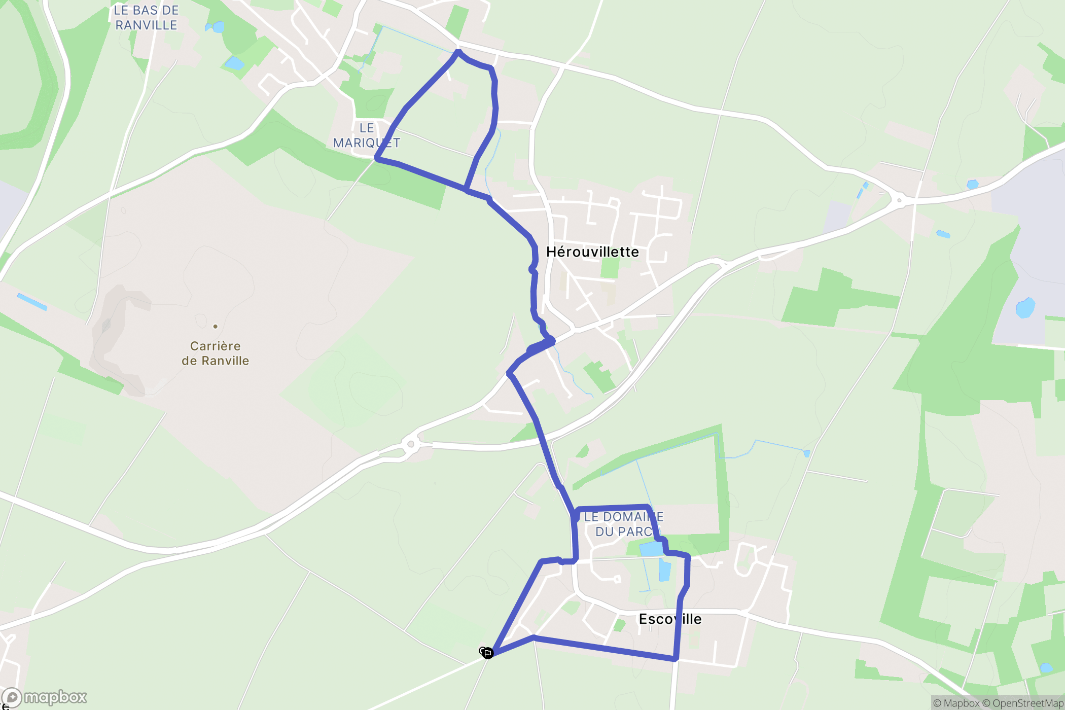 Escoville : carte du parcours de randonnée - France