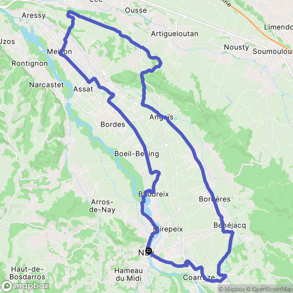 Nay : carte du parcours de randonnée - France