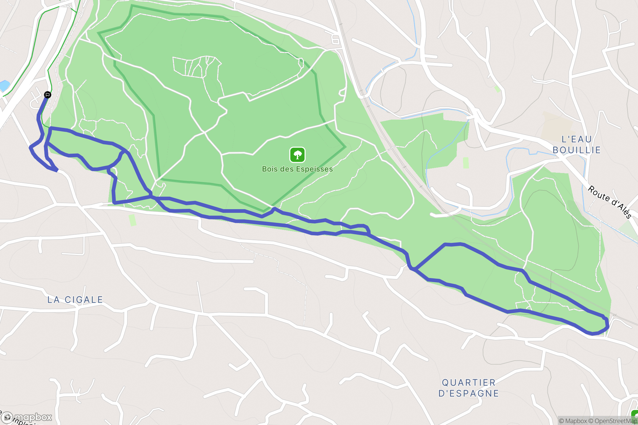 Nîmes : carte du parcours de randonnée - France