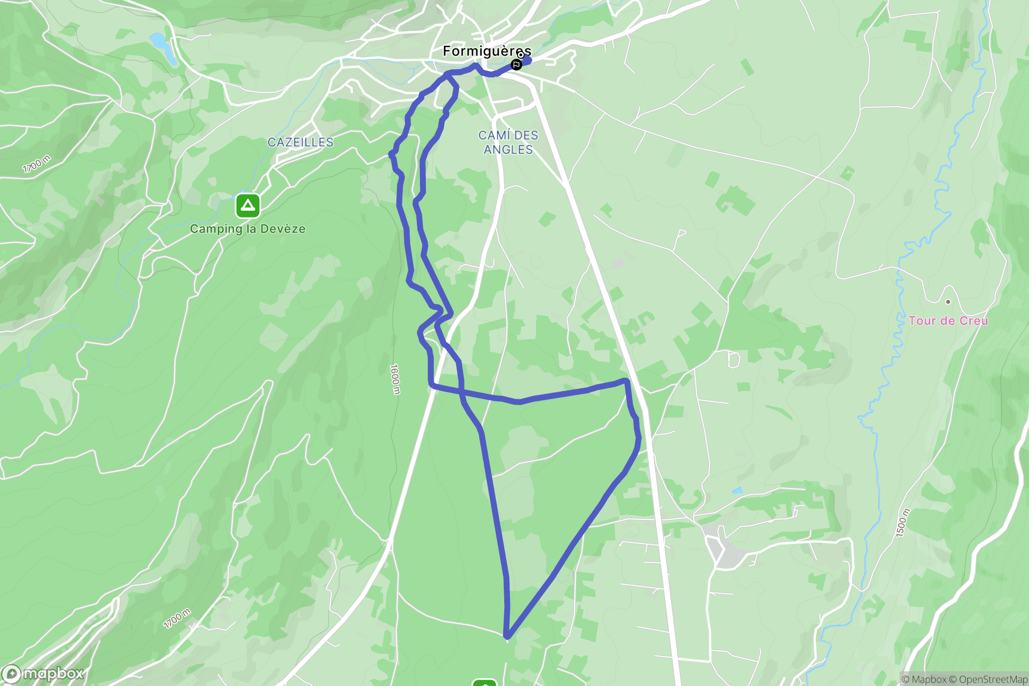 Formiguères : carte du parcours de randonnée - France