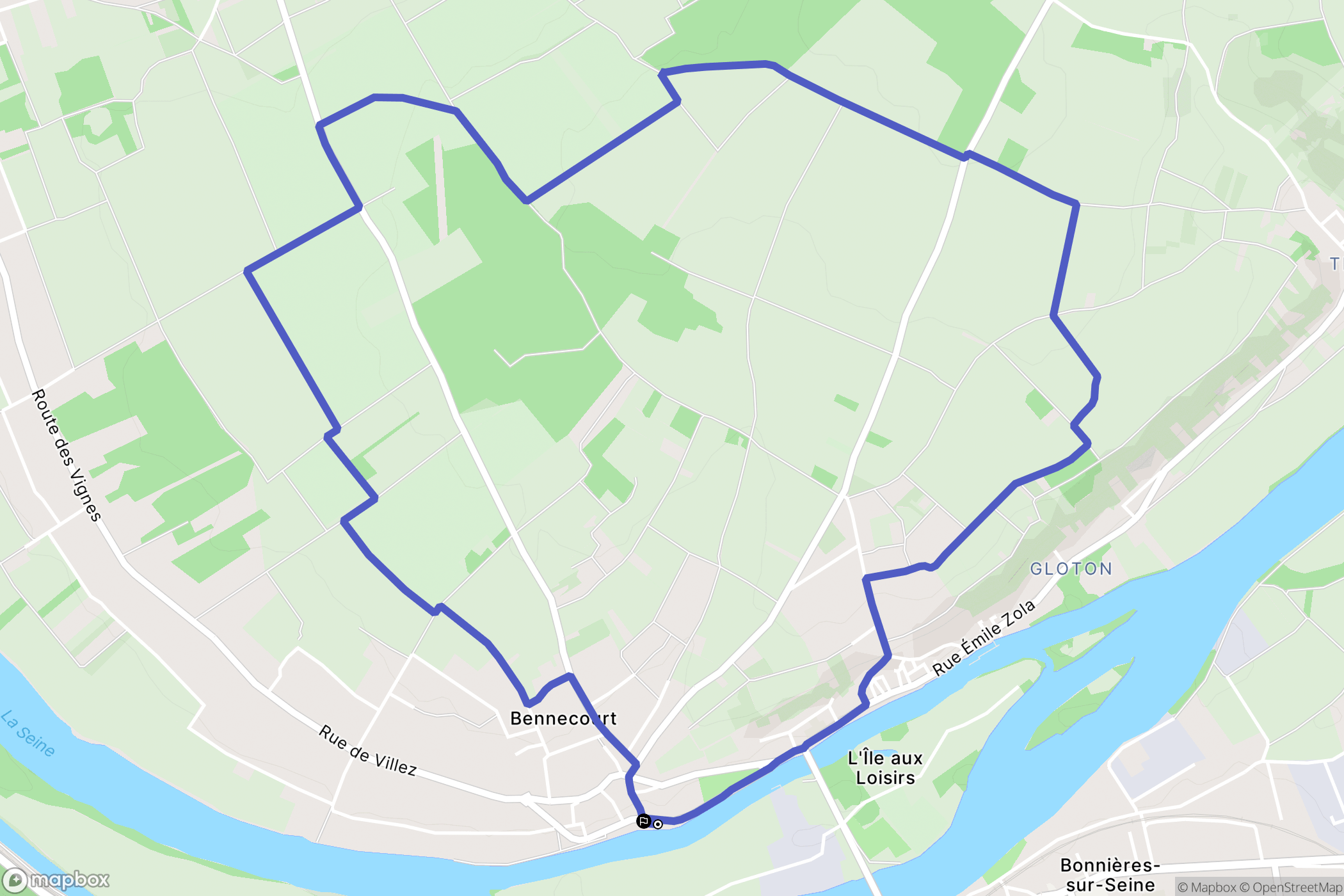 Bennecourt : carte du parcours de randonnée - France