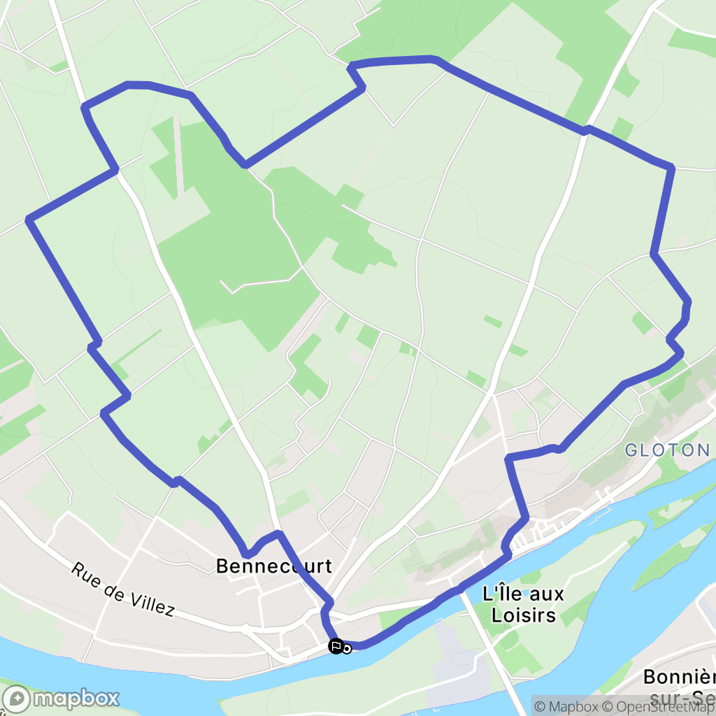 Bennecourt : carte du parcours de randonnée - France