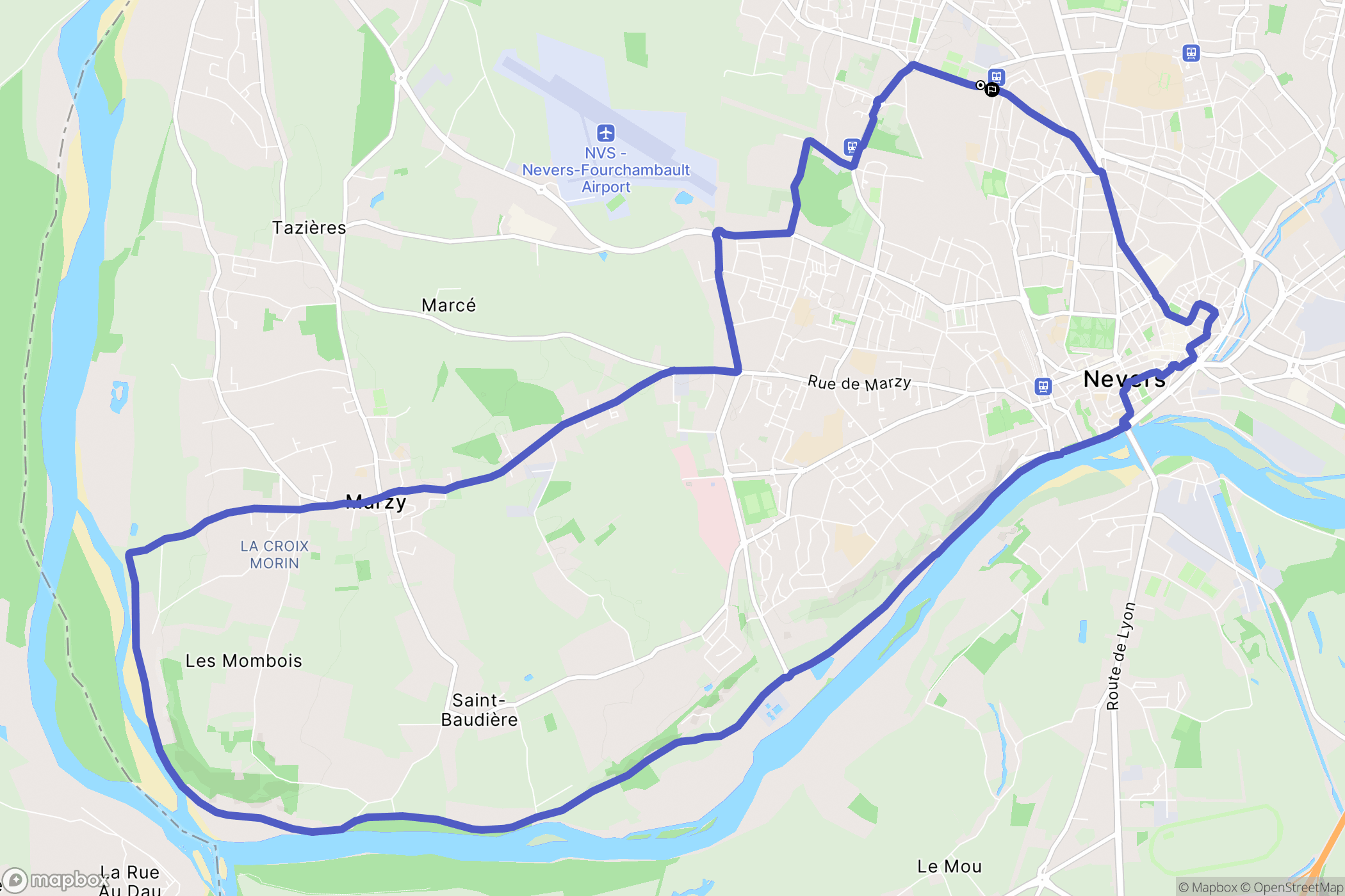 Varennes-Vauzelles : carte du parcours de randonnée - France