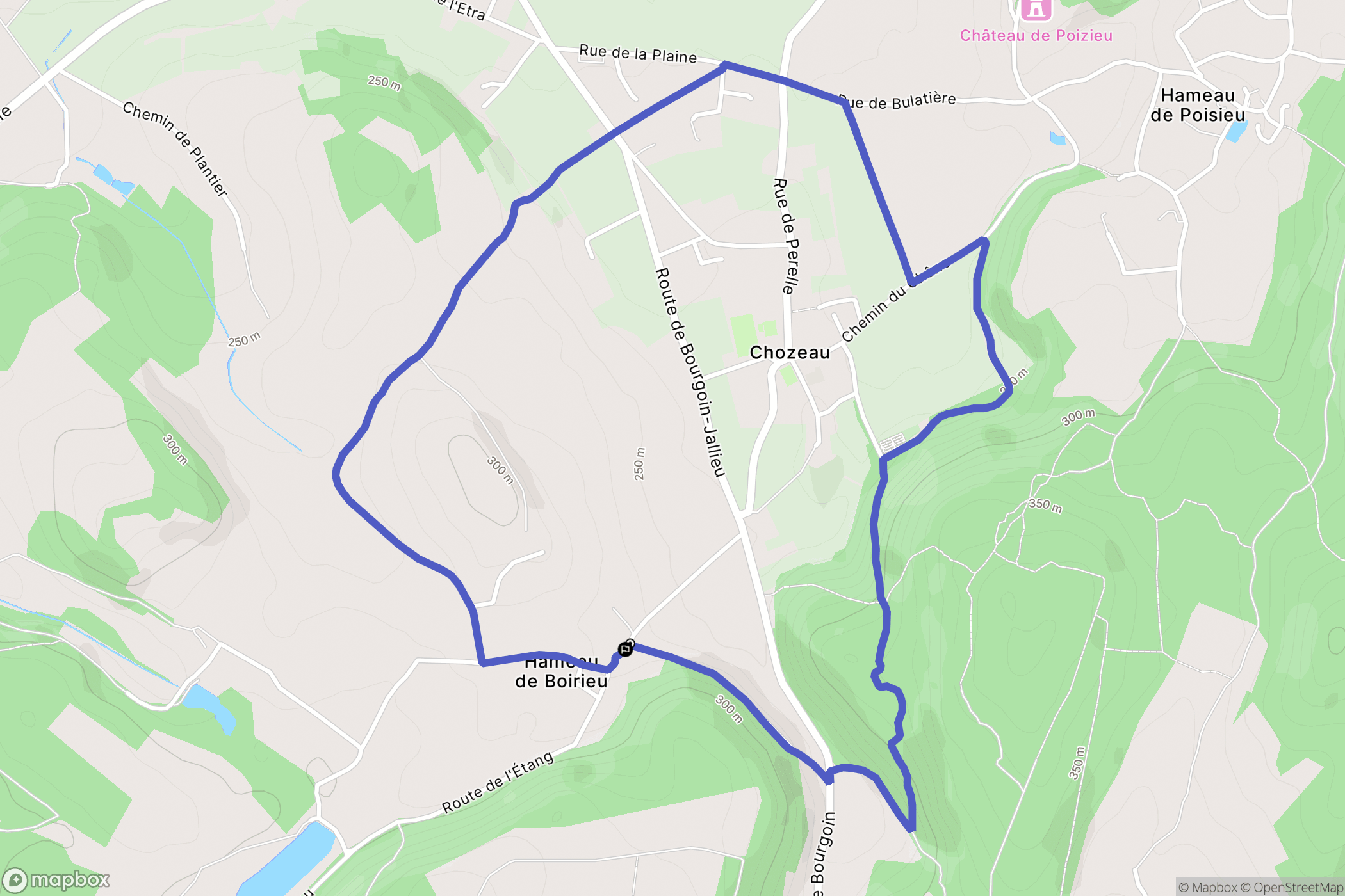 Chozeau : carte du parcours de randonnée - France