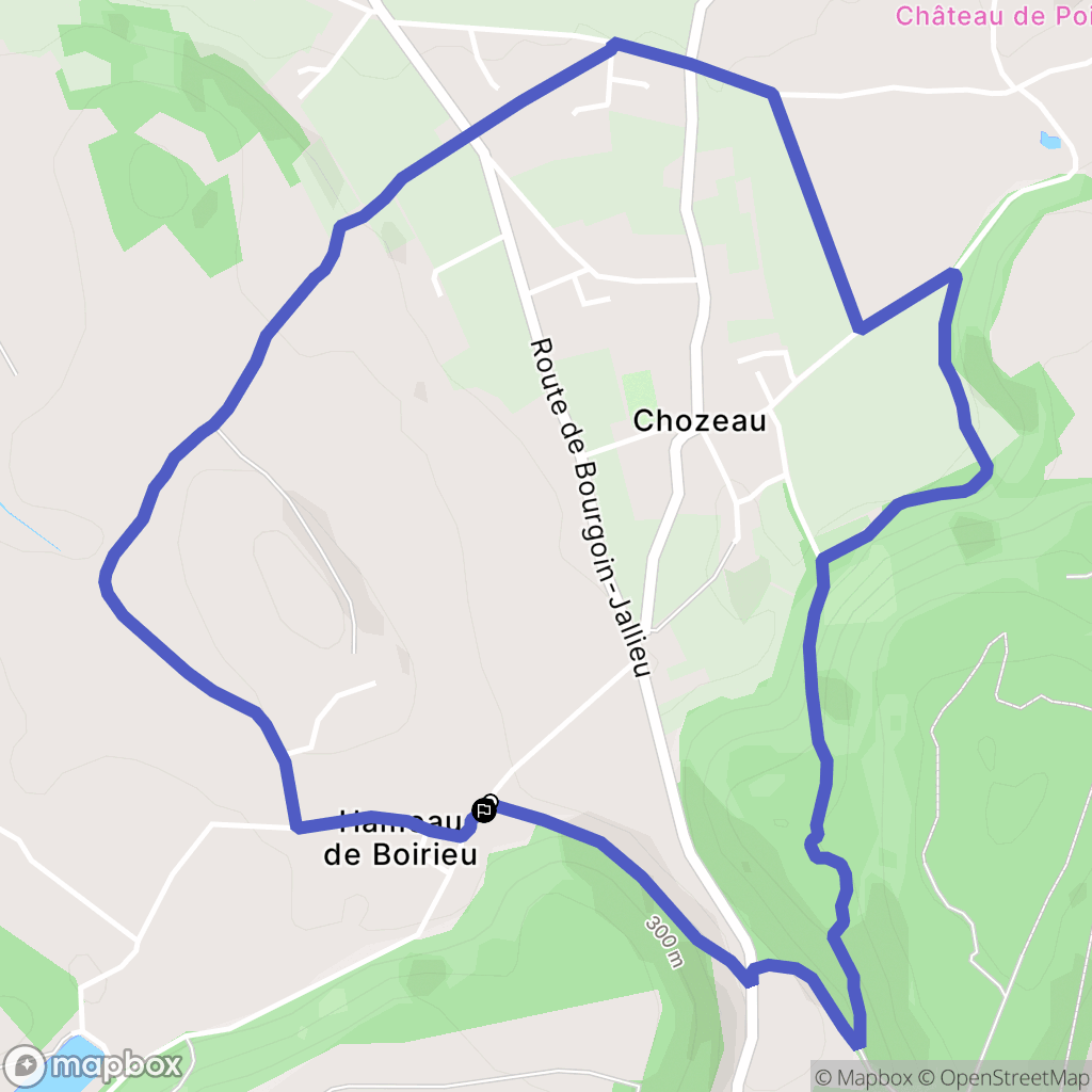 Chozeau : carte du parcours de randonnée - France