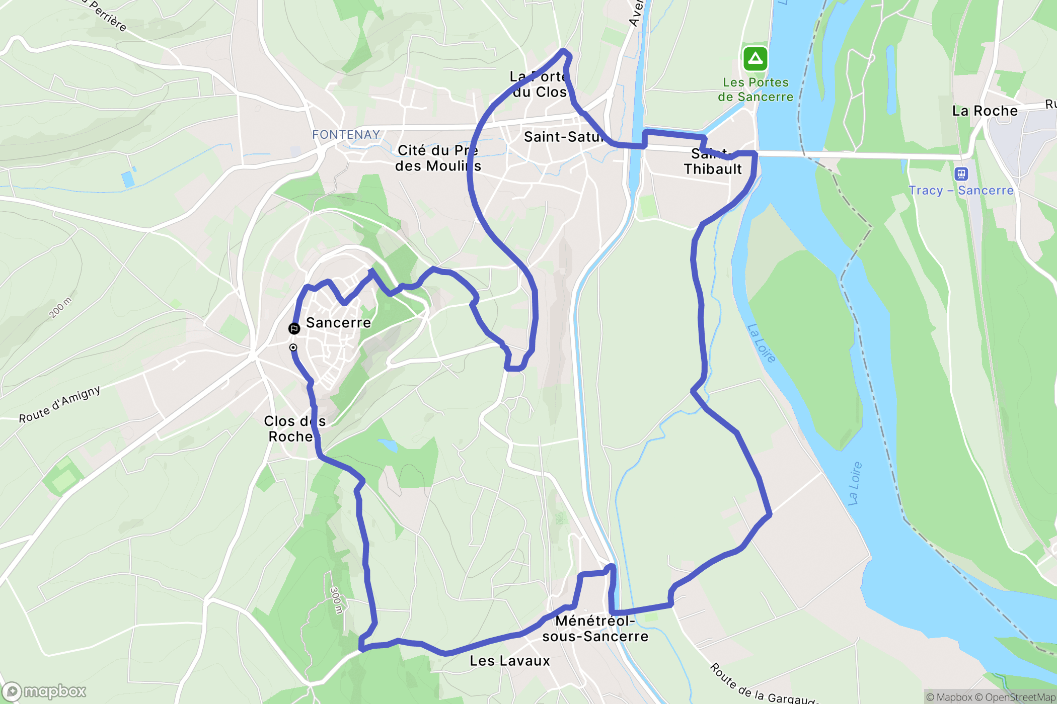 Sancerre : carte du parcours de randonnée - France