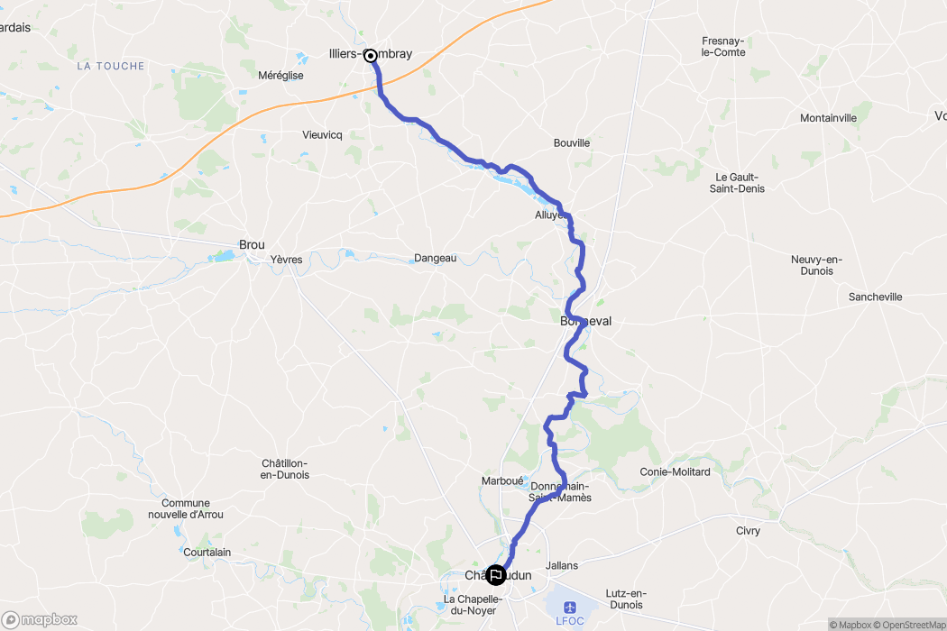 Illiers-Combray : carte du parcours de randonnée - France