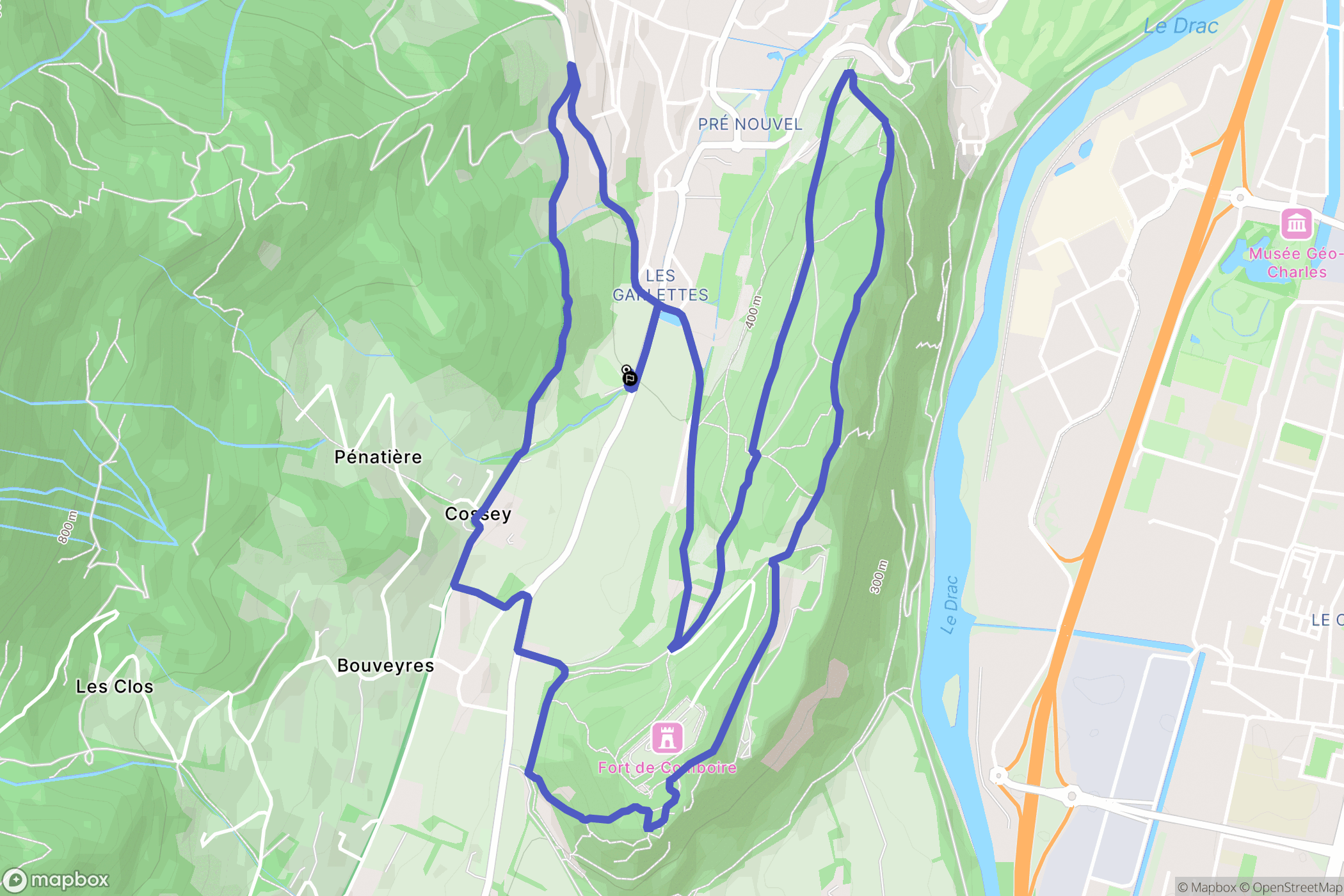 Seyssins : carte du parcours de randonnée - France