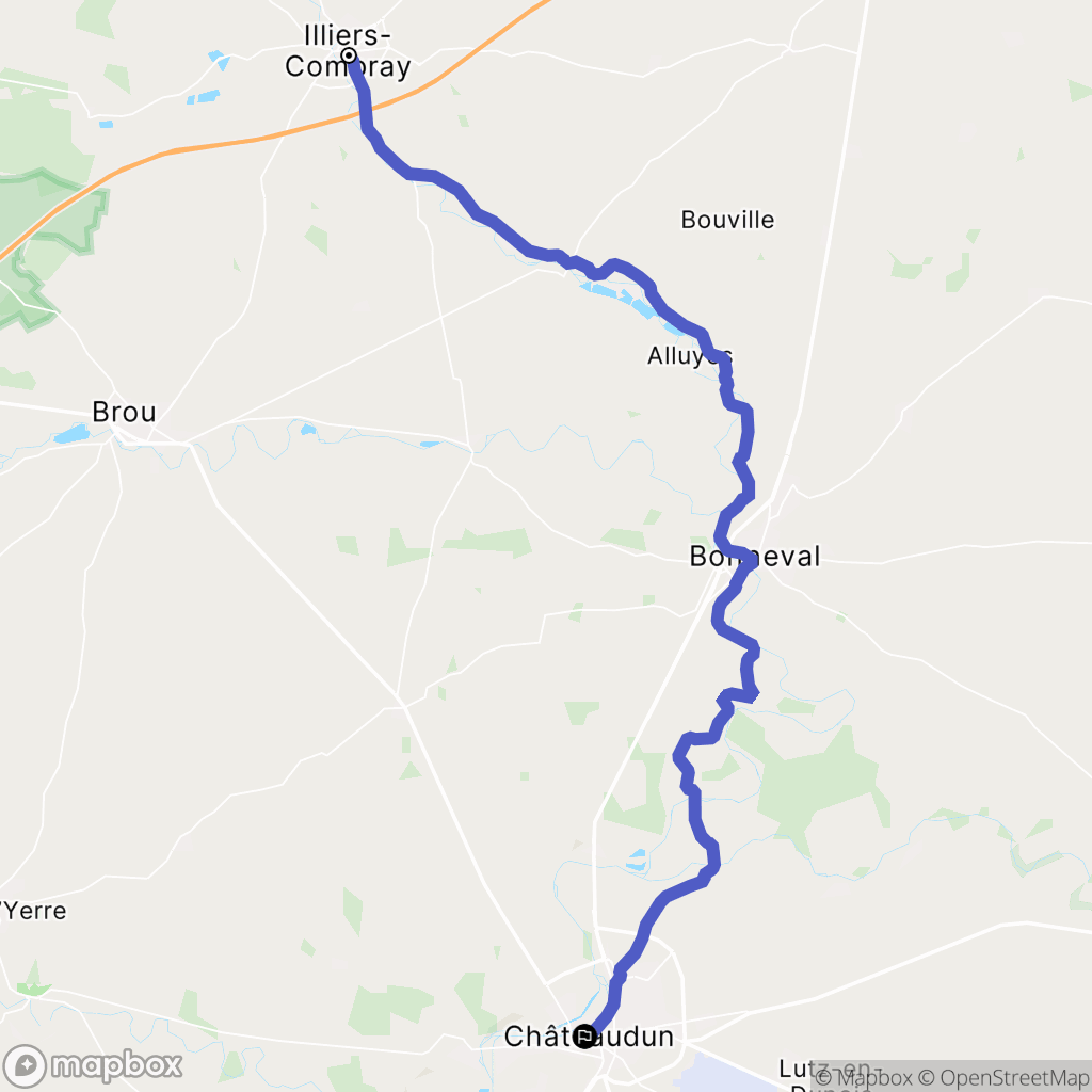 Illiers-Combray : carte du parcours de randonnée - France