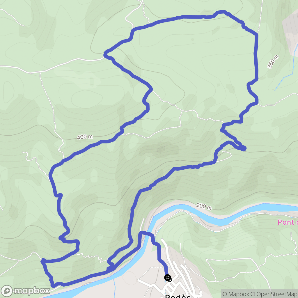 Rodes : carte du parcours de randonnée - France