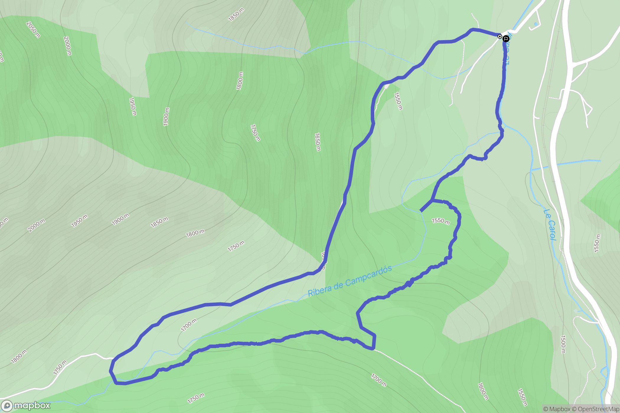Porta : carte du parcours de randonnée - France