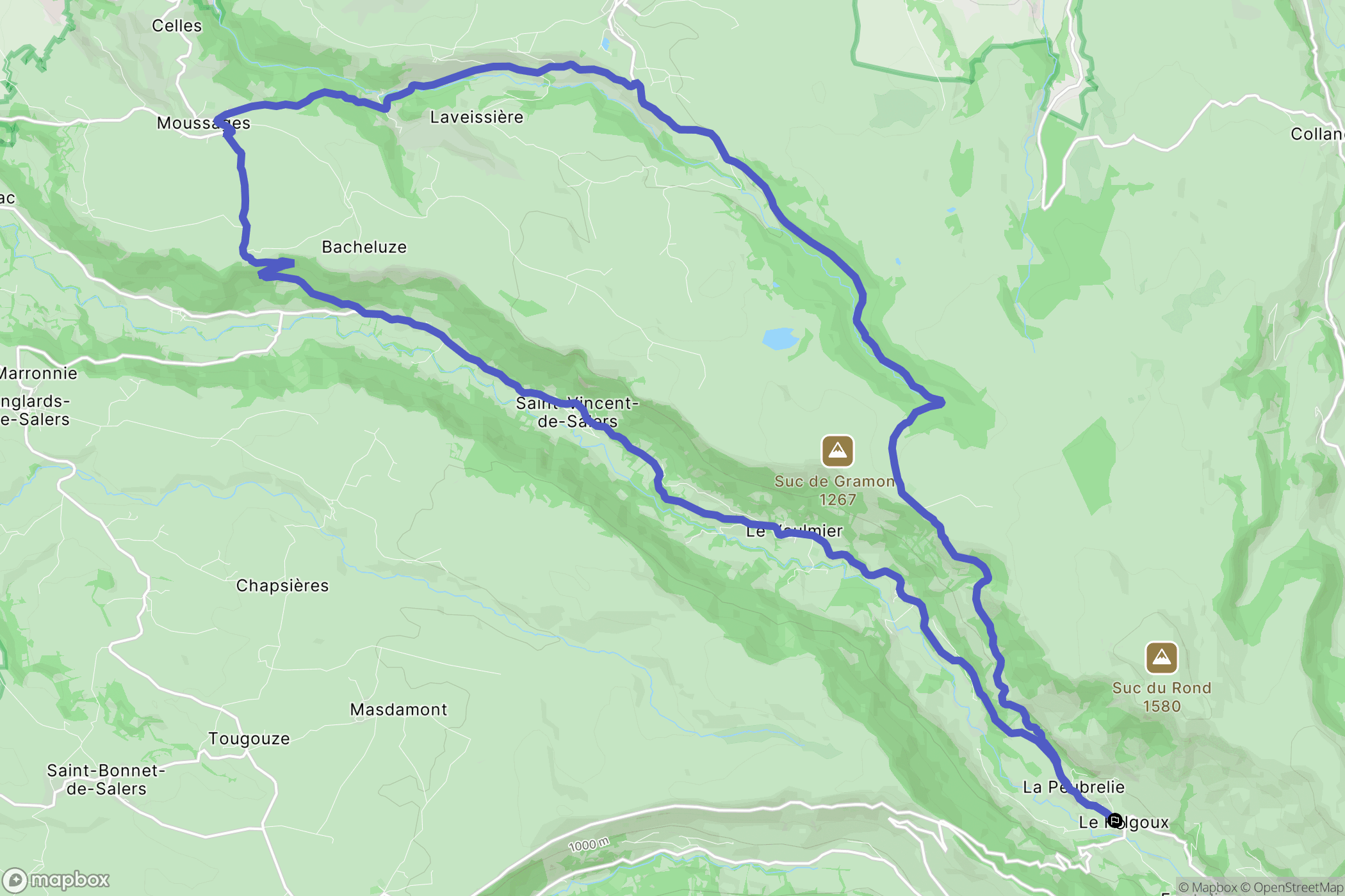 Le Falgoux : carte du parcours de randonnée - France