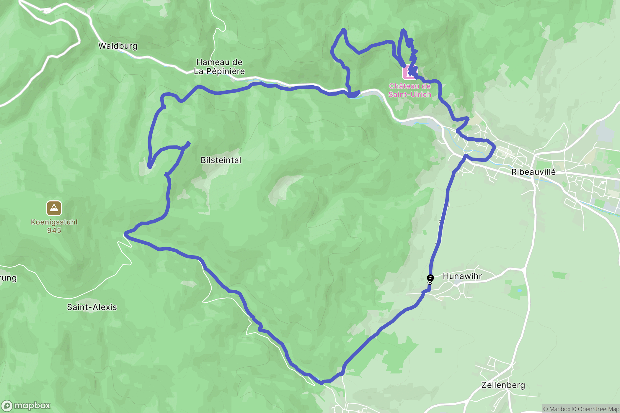 Hunawihr : carte du parcours de randonnée - France