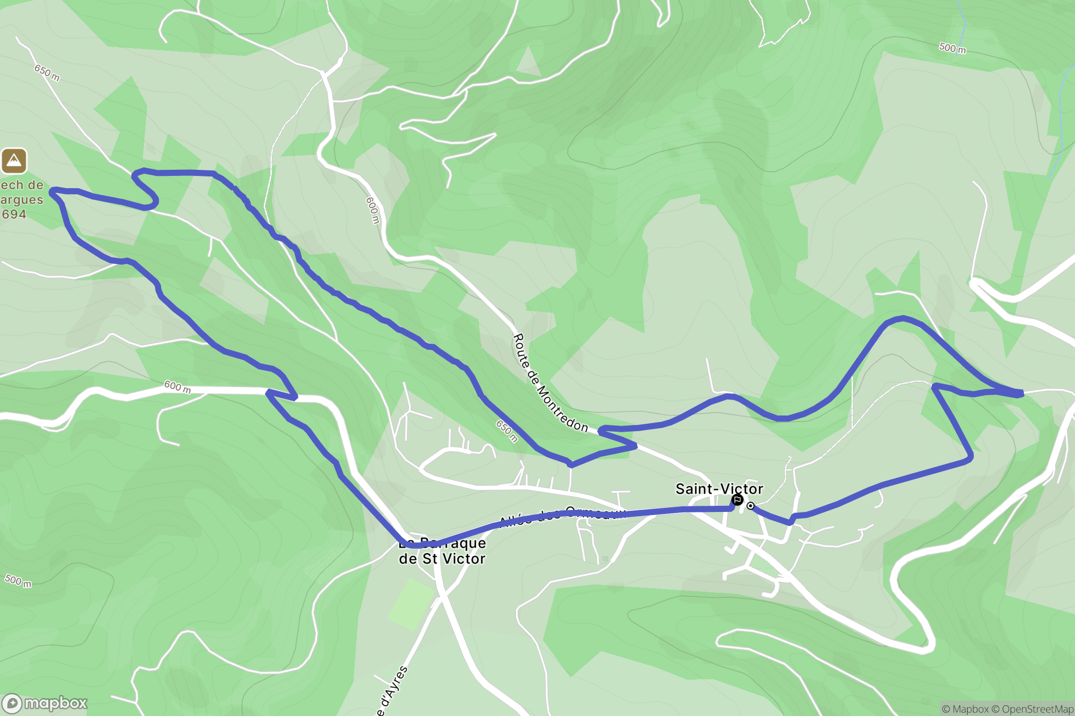 Saint-Victor-et-Melvieu : carte du parcours de randonnée - France
