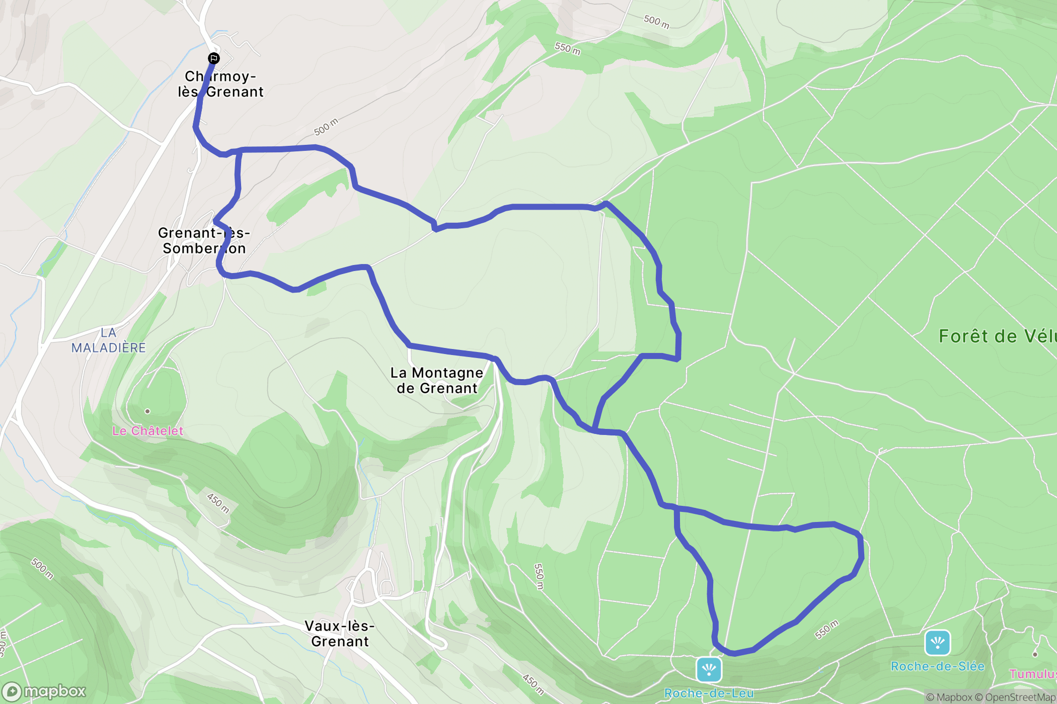 Grenant-lès-Sombernon : carte du parcours de randonnée - France