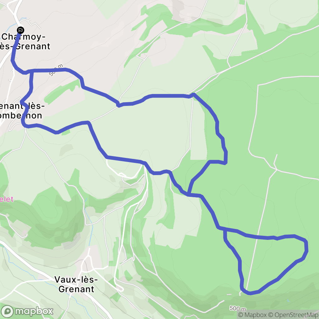 Grenant-lès-Sombernon : carte du parcours de randonnée - France