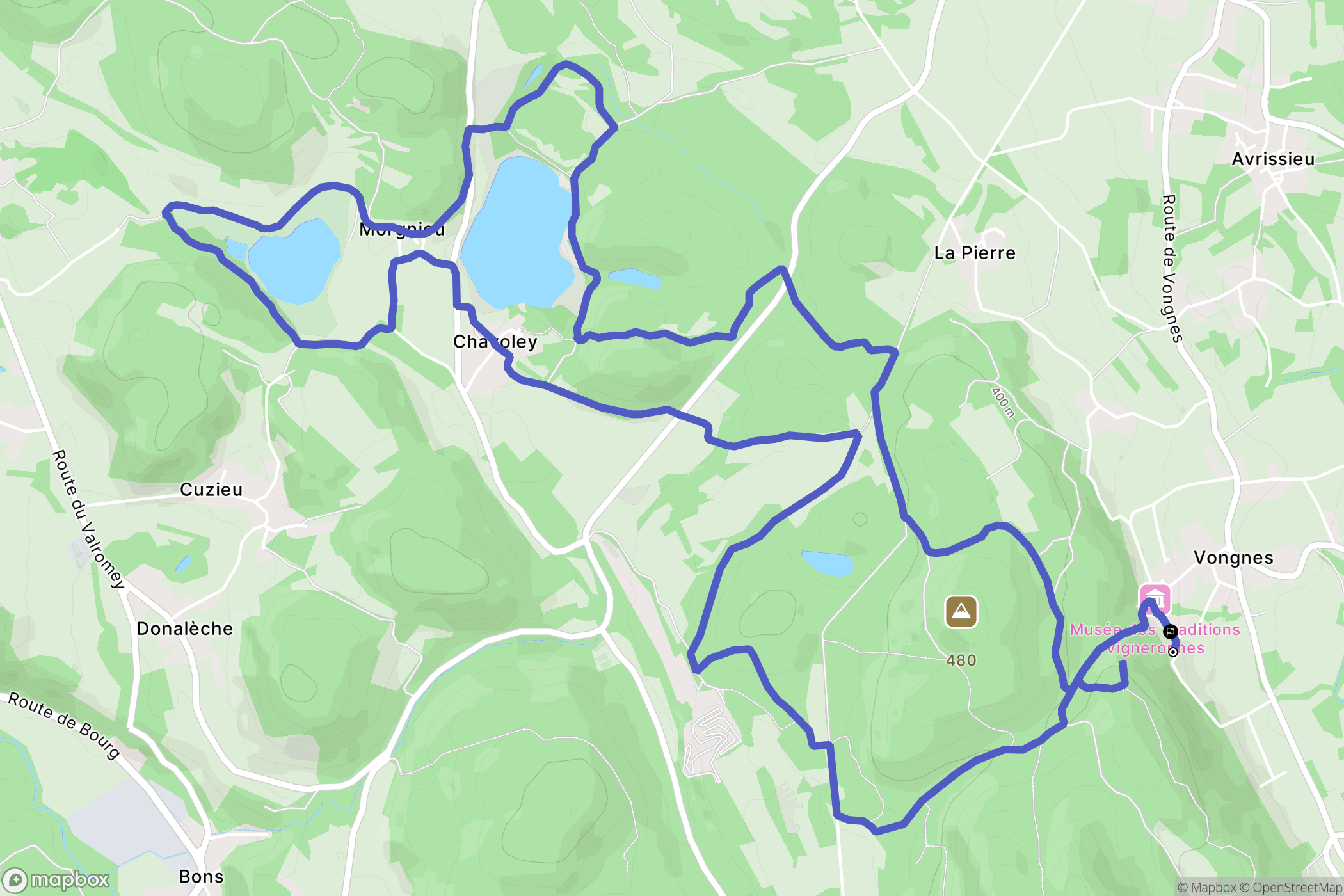 Vongnes : carte du parcours de randonnée - France