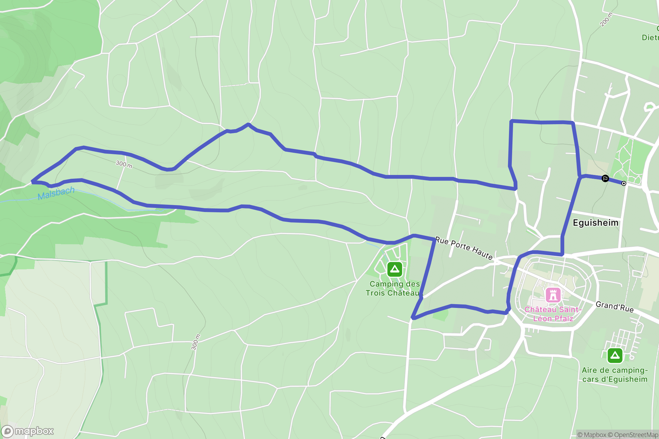 Eguisheim : carte du parcours de randonnée - France
