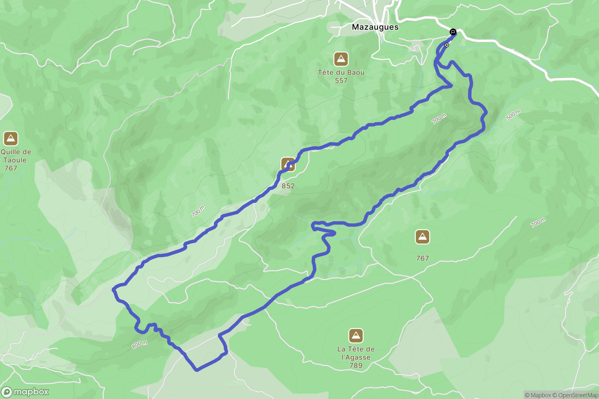 Mazaugues : carte du parcours de randonnée - France