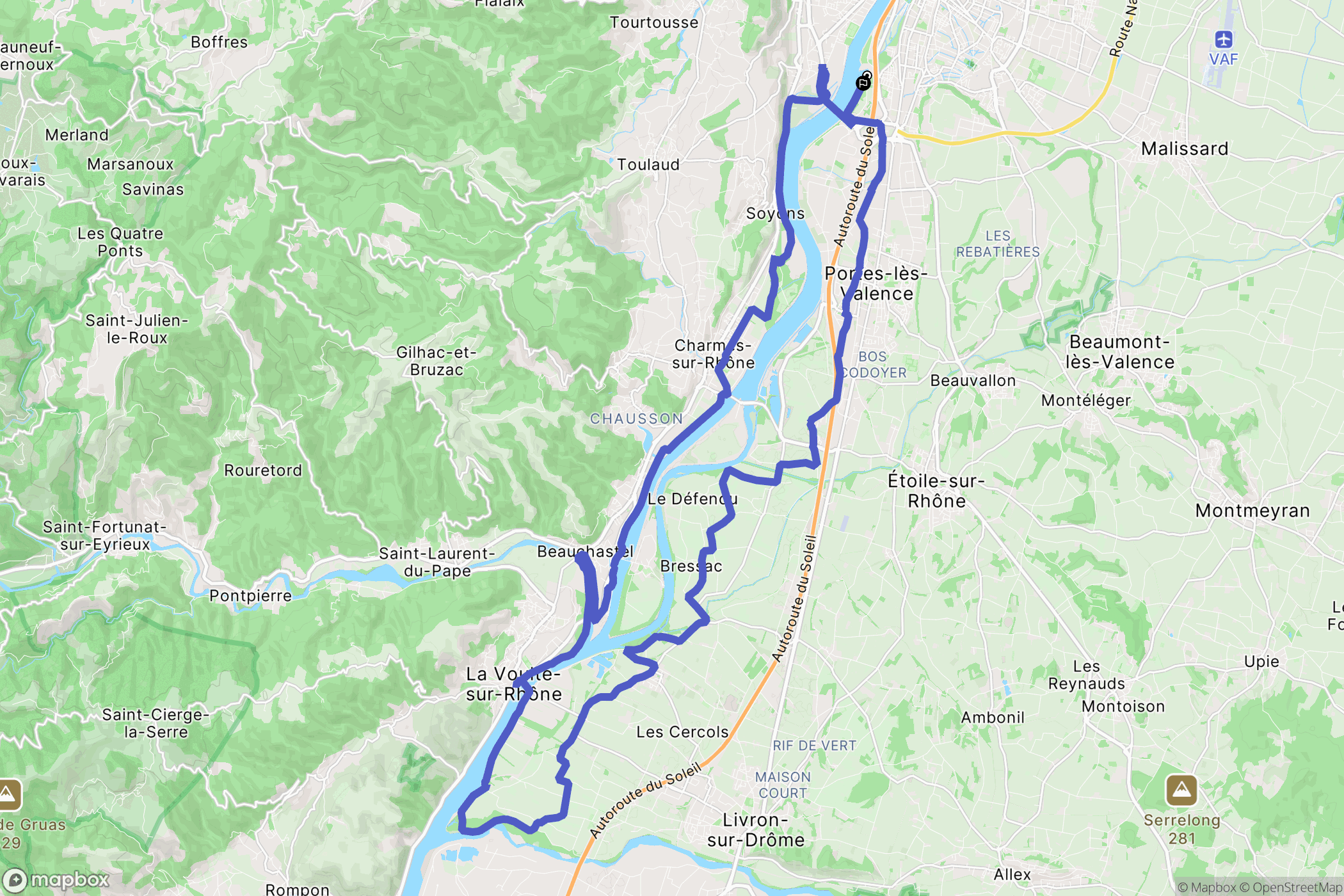 Valence : carte du parcours de randonnée - France