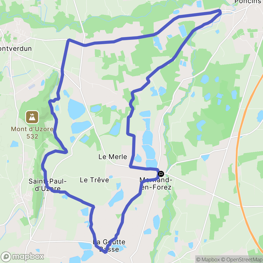 Mornand-en-Forez : carte du parcours de randonnée - France