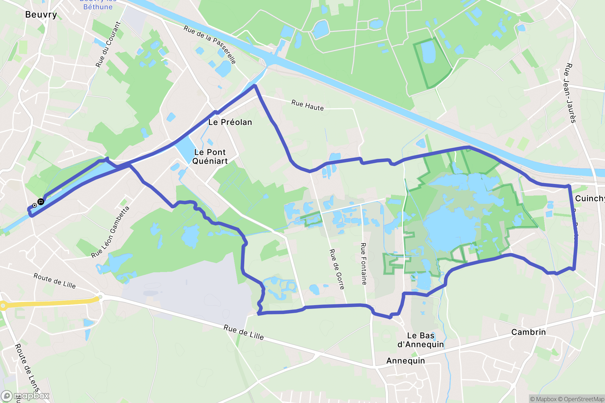 Beuvry : carte du parcours de randonnée - France