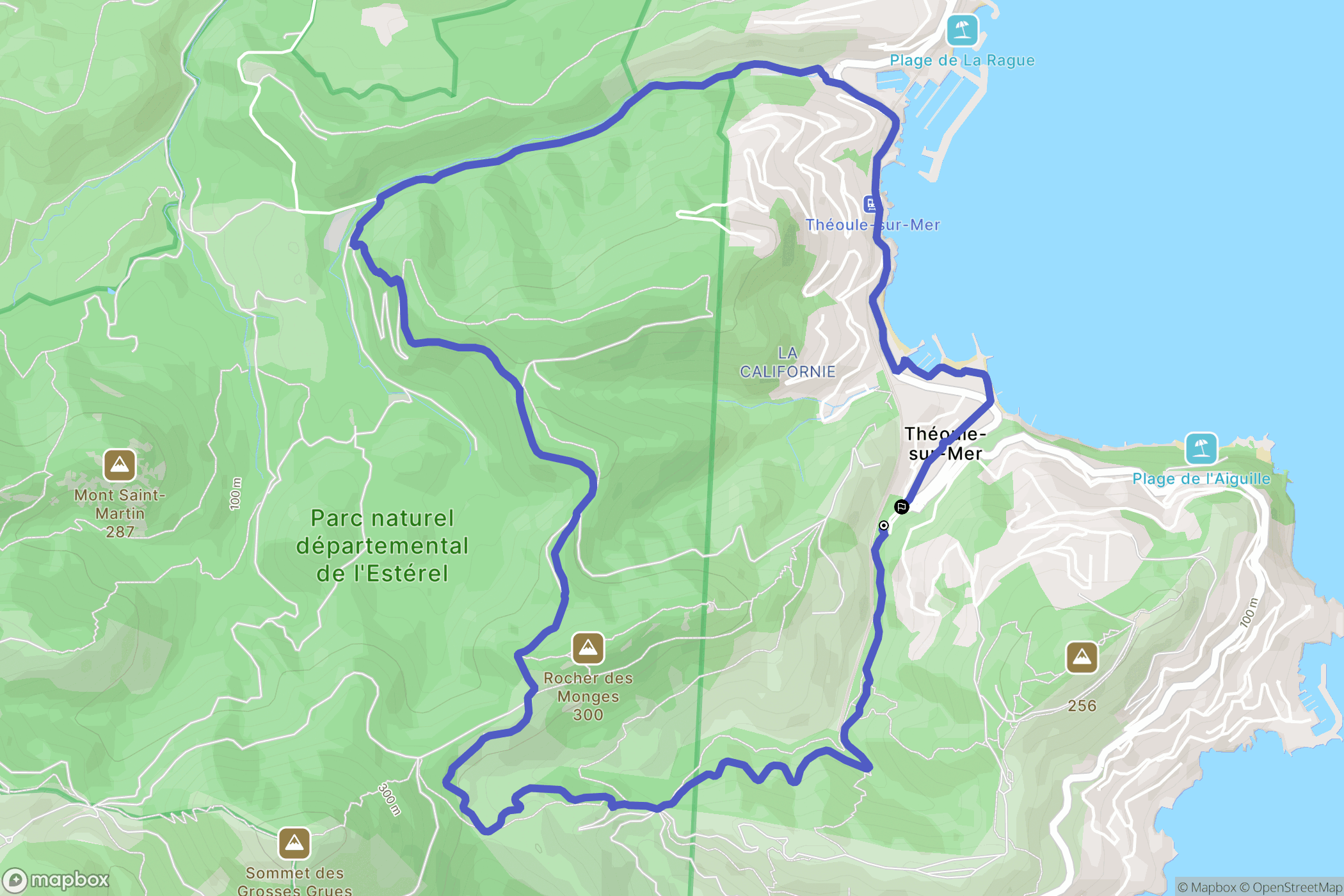 Théoule-sur-Mer : carte du parcours de randonnée - France