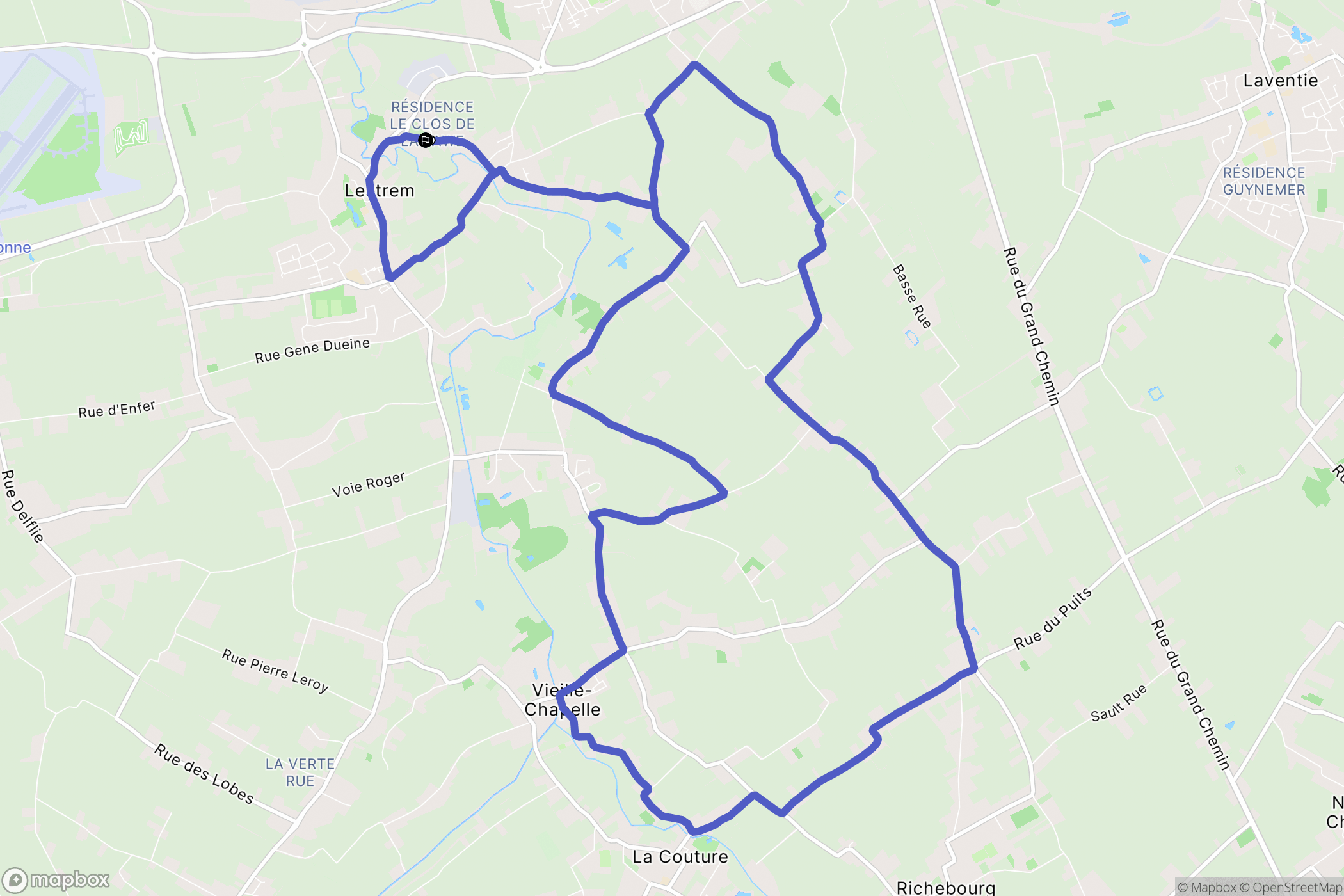 Lestrem : carte du parcours de randonnée - France