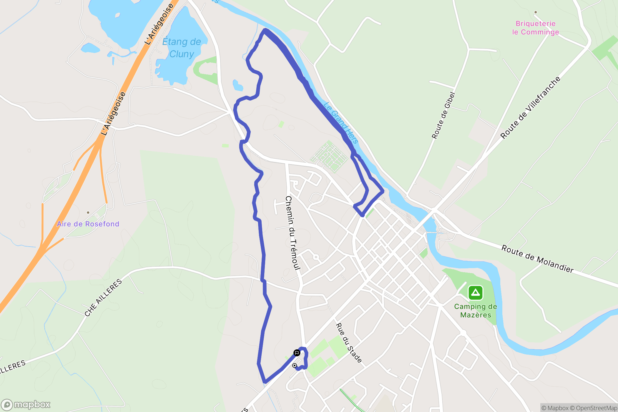 Mazères : carte du parcours de randonnée - France