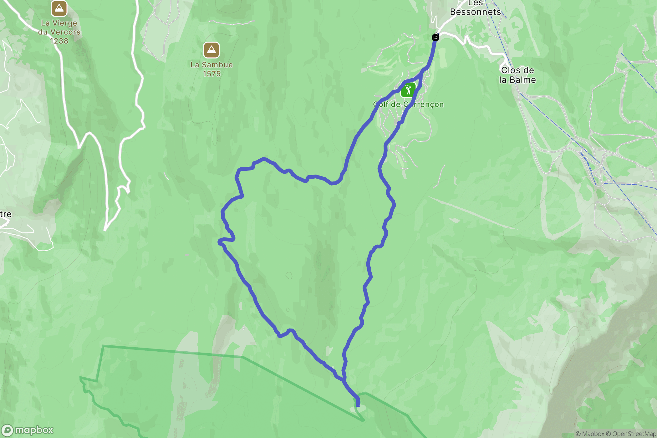 Corrençon-en-Vercors : carte du parcours de randonnée - France