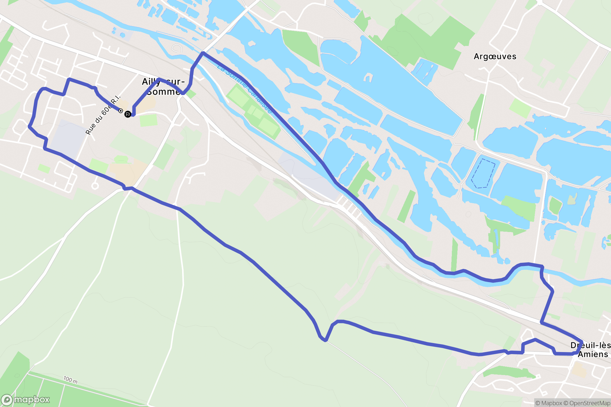 Ailly-sur-Somme : carte du parcours de randonnée - France