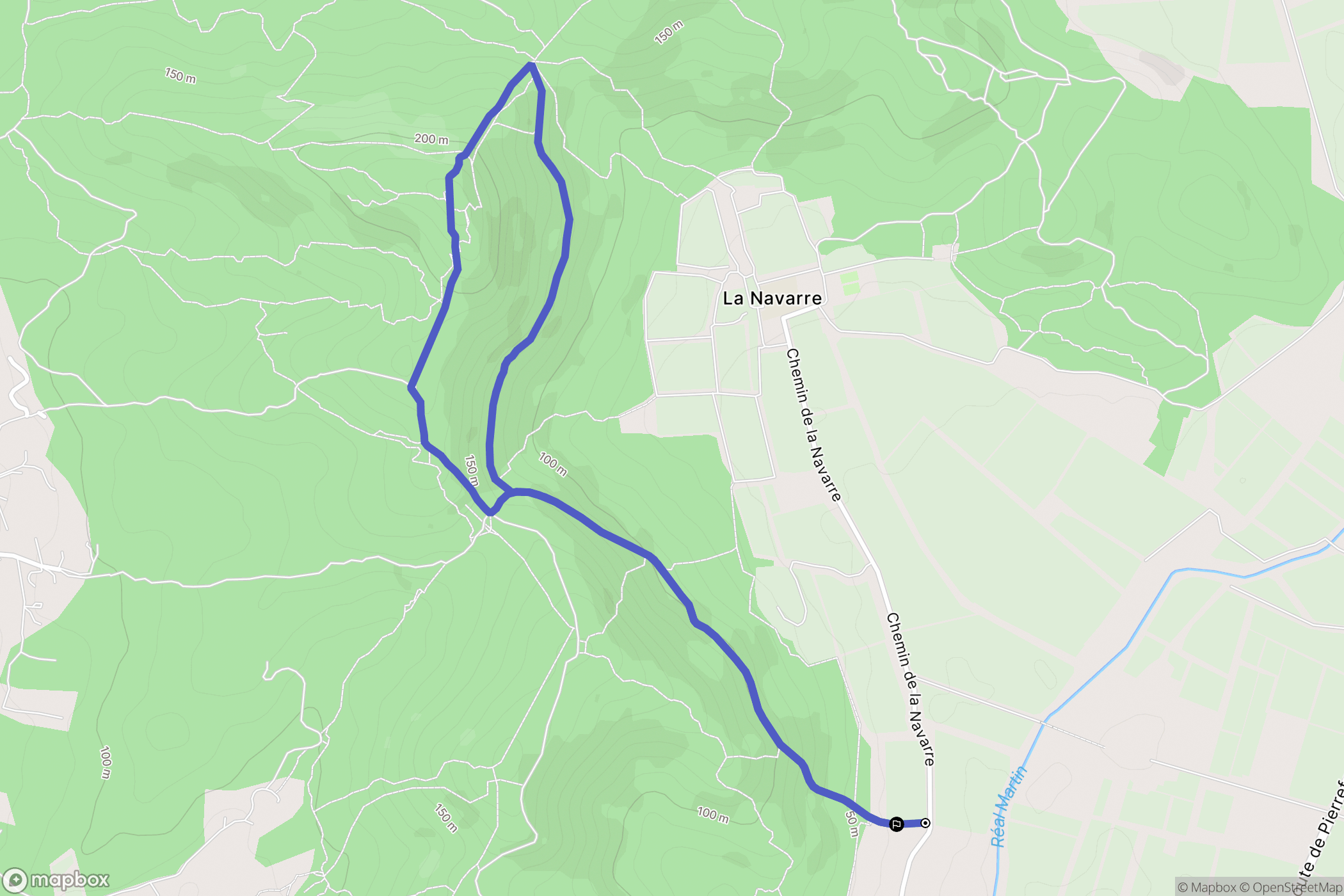 Cuers : carte du parcours de randonnée - France